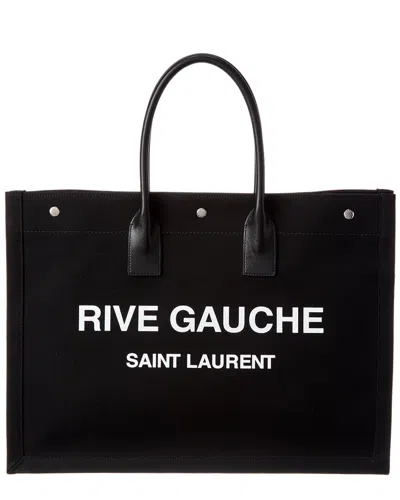 Saint Laurent Rive Gauche Tote Bag In Canvas In Black