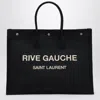 Saint Laurent Rive Gauche Black Canvas Tote Bag Men In Black