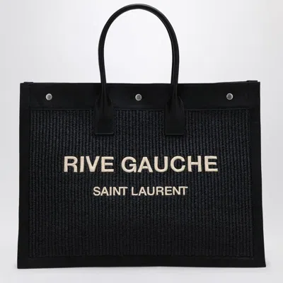 Saint Laurent Rive Gauche Canvas Tote Bag In Black