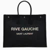Saint Laurent Rive Gauche Black Canvas Tote Bag Men In Black