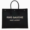 Saint Laurent Rive Gauche Black Canvas Tote Bag Men In Black