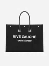 Saint Laurent Rive Gauche Canvas Tote Bag In Black