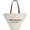 Saint Laurent Rive Gauche Canvas Tote In Greggio/nero/brick
