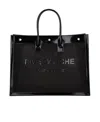 Saint Laurent Rive Gauche Debossed-logo Tote Bag In Black