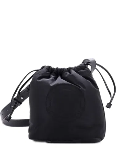 Pre-owned Saint Laurent Rive Gauche Drawstring Padded Nylon Bucket Bag In Black