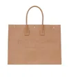 Saint Laurent Rive Gauche Embossed Leather Tote Bag In Nude