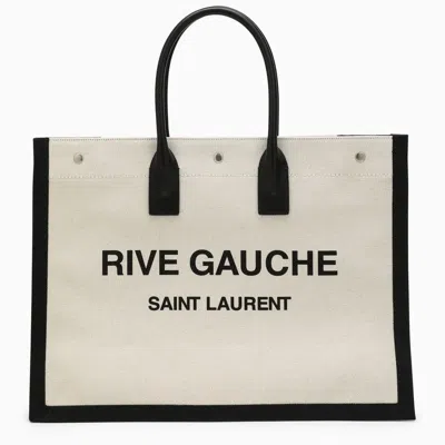 Saint Laurent Rive Gauche Greggio/black Tote Bag In Greggio Ner