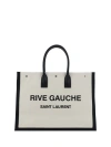 Saint Laurent Large Rive Gauche Tote Bag In Greggio/nero/nero/ne