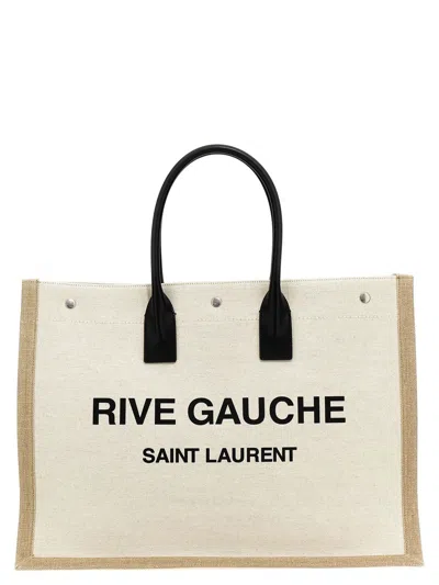 Saint Laurent Rive Gauche Cotton Tote Bag In Neutrals