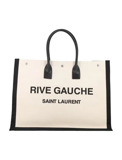 Saint Laurent Rive Gauche Printed Tote Bag In Grey