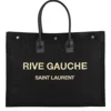 Saint Laurent Fabric Maxi Tote Bag With Embossed Logo In Black