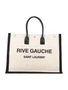 Saint Laurent Rive Gauche Printed Tote Bag In Greige_+_black