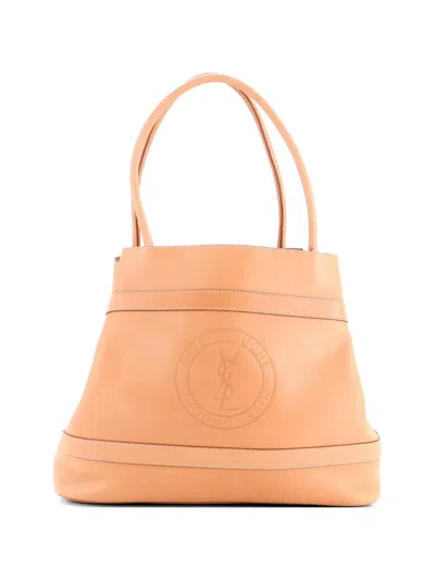 Pre-owned Saint Laurent Rive Gauche Leather Large Tote Bag In Neutral