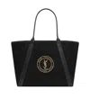 Saint Laurent Rive Gauche Logo Embroidered Tote Bag In Black