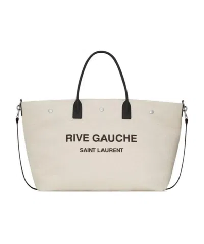 Saint Laurent Rive Gauche Maxi Tote Bag In Nude