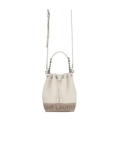 Saint Laurent Rive Gauche Mini Bucket Bag In White