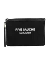 Saint Laurent Rive Gauche Logo-print Clutch In Black