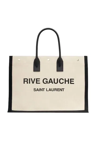 Saint Laurent Rive Gauche Print Tote Bag In White