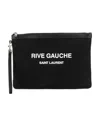 Saint Laurent Rive Gauche Logo-print Clutch In Black
