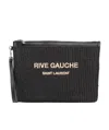 Saint Laurent Rive Gauche Raffia Clutch Bag In Black