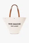 Saint Laurent Rive Gauche Shopper Bag In Greggio/nero/brick