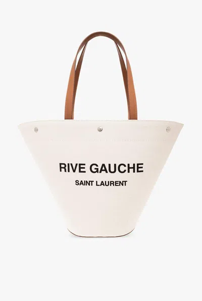 Saint Laurent Rive Gauche Shopper Bag In Ivory