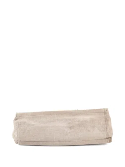 Pre-owned Saint Laurent Rive Gauche Shopper Canvas Large Tote Bag In Neutral