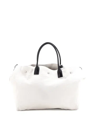 Pre-owned Saint Laurent Rive Gauche Shopper Canvas Maxi Tote Bag In Neutral