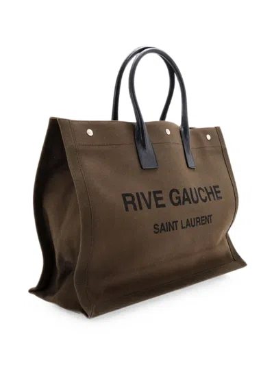 Pre-owned Saint Laurent Rive Gauche Shopper Felt Large Tote Bag In Green