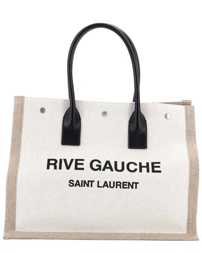 Saint Laurent Rive Gauche Tote Bag In Nude
