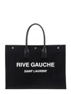 Saint Laurent Rive Gauche Logo Tote Bag In Black