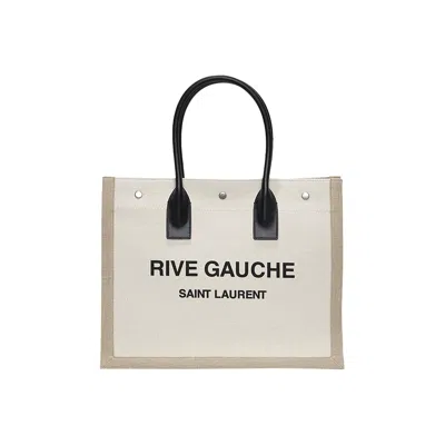 Pre-owned Saint Laurent Rive Gauche Small Tote Bag 'greggio/naturale' | Tan | Women's Size Onesize In Brown