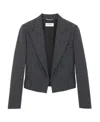 Saint Laurent Women's Cropped Jacket In Rive Gauche Striped Flannel In Black