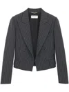 Saint Laurent Women's Cropped Jacket In Rive Gauche Striped Flannel In Grey