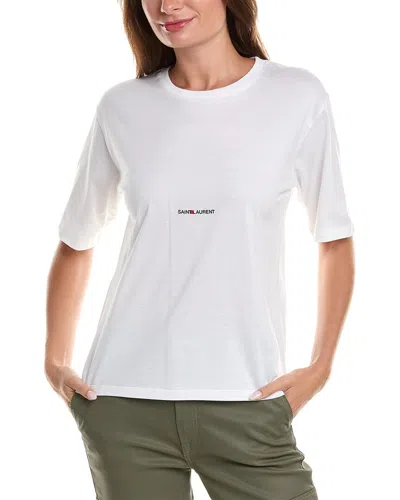 Saint Laurent Cotton T-shirt With Frontal Iconic Print In White