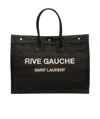 Saint Laurent Women's Rive Gauche Small Tote Bag In Raffia And Leather In Black