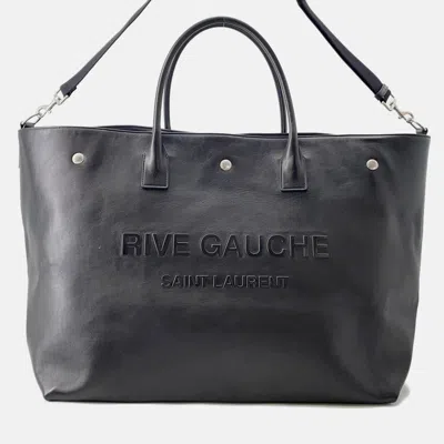 Pre-owned Saint Laurent Rive Gauche Tote Bag Black Leather