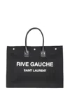 Saint Laurent Rive Gauche Canvas Tote Bag In Black