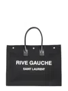 Saint Laurent Rive Gauche Canvas Tote Bag In Black