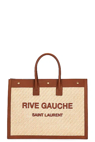 Saint Laurent Rive Gauche Tote Bag In Natural Sand & Brick