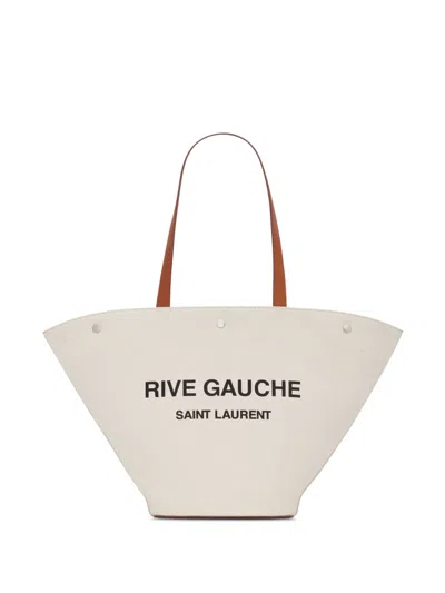 Saint Laurent Rive Gauche Tote Bag In Neutrals