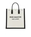Saint Laurent Two-tone Canvas Rive Gauche Shopping Bag In White