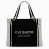 SAINT LAURENT SAINT LAURENT RIVE GAUCHE TOTE IN AND WHITE TERRY CLOTH