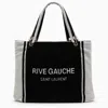 SAINT LAURENT RIVE GAUCHE TOTE IN BLACK AND WHITE TERRY CLOTH