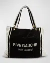 Saint Laurent Rive Gauche Towel Cabas In Terrycloth In Black/white