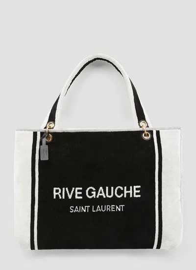 Saint Laurent Rive Gauche Towel Tote Bag In Black