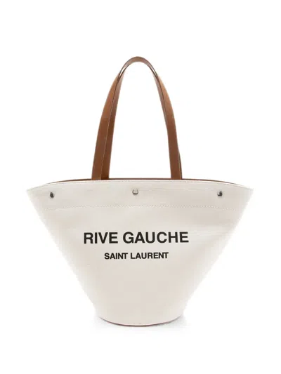Pre-owned Saint Laurent Rive Gauche Trapezoid Tote Bag In Brown