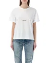 Saint Laurent Women Basic White T-shirt With Miiddle Logo Print In Cotton Woman In White