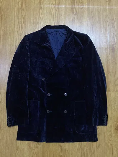 Pre-owned Saint Laurent Rive Gauche Velvet Blazer Jacket In Blue
