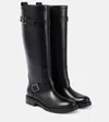 Saint Laurent Biork Leather Buckle Biker Boots In Black